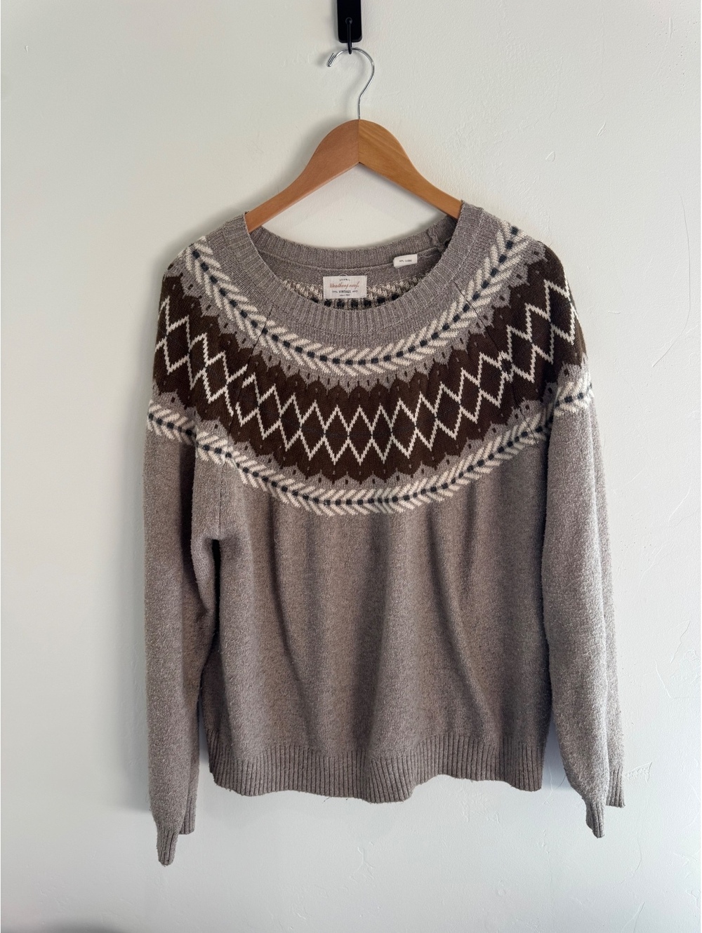 Weatherproof Vintage Fair Isle Nordic Sweater Gray Brown Size XL